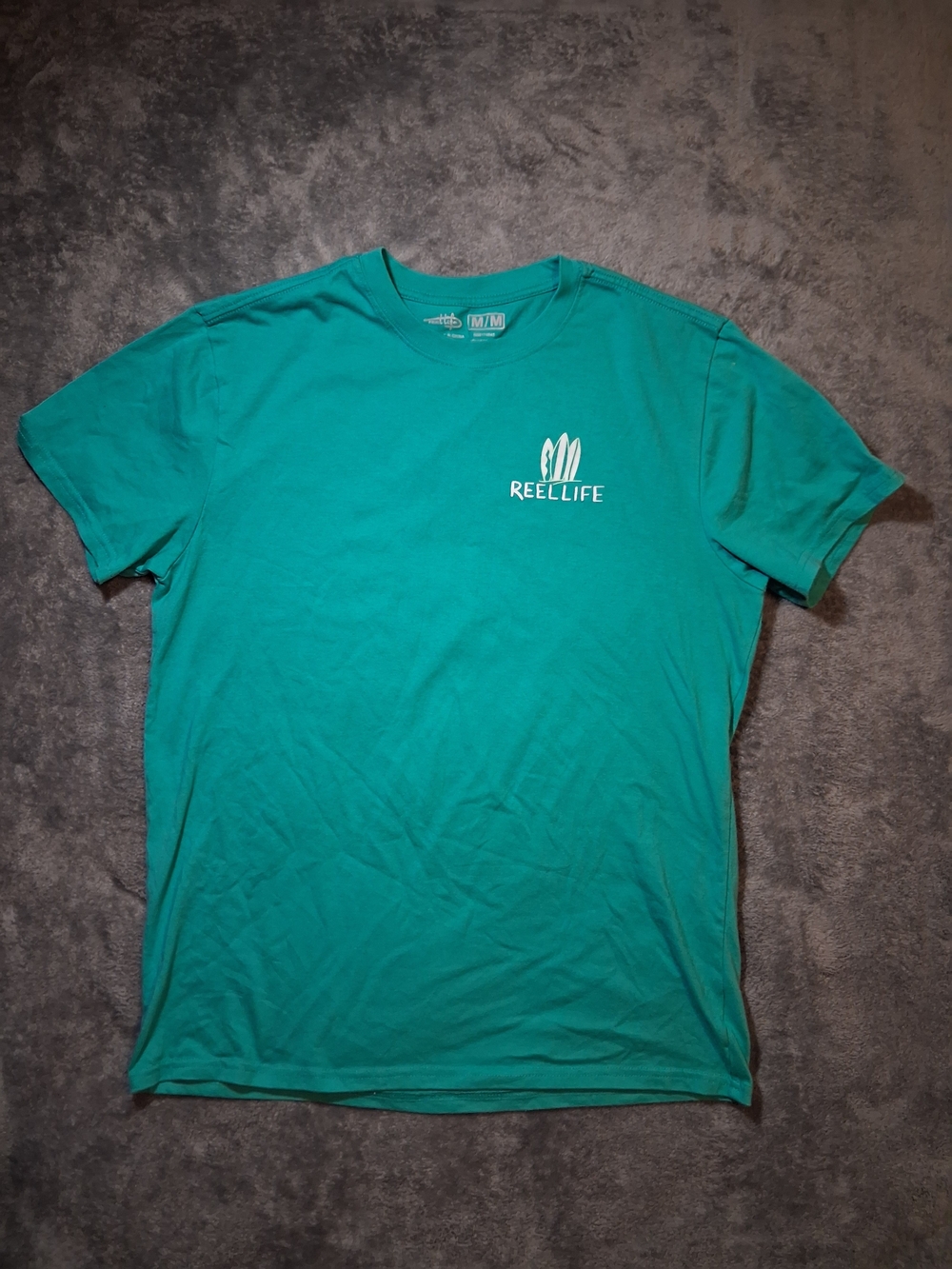 Reel Life Tshirt Mens Medium Teal Short-Sleeve Crewneck T-Shirt